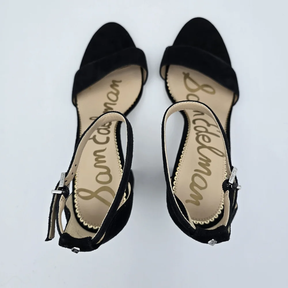 Sam Edelman Yaro Block Heel Ankle Strap Sandals, Black Suede, Women's 11M - Picture 11 of 16